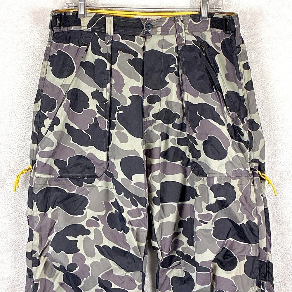 VTG Nylon Parachute Pants Mens 34x34 Gray Duck Camo Lined Baggy Rave Skate 90s - Picture 2 of 12